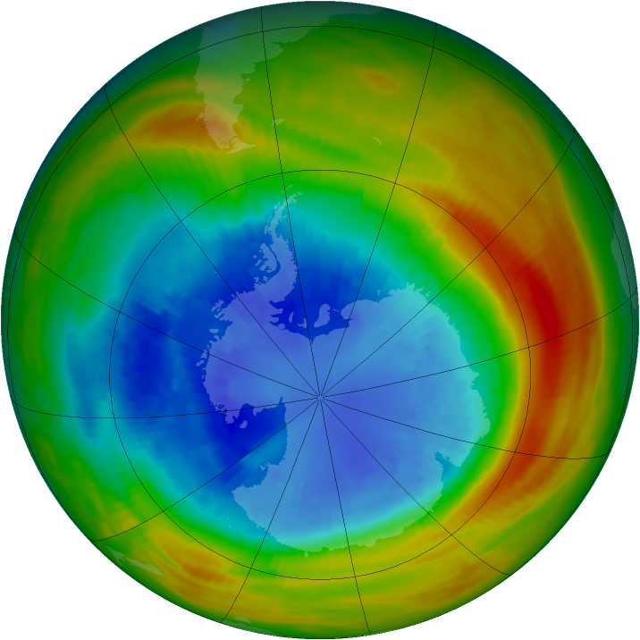 Antarctic ozone map for 07 September 1988
